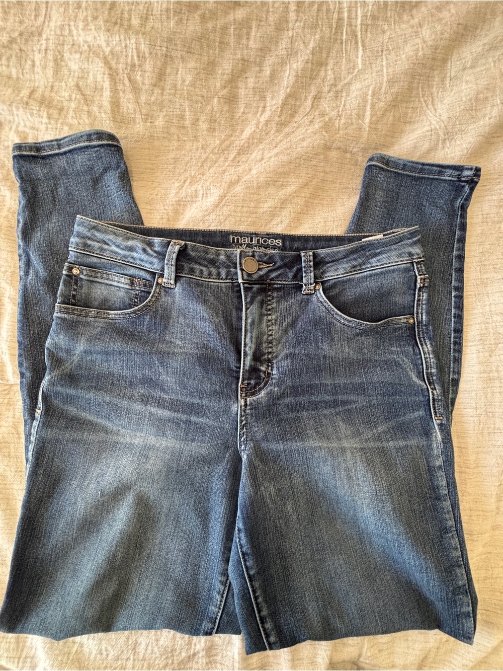 Maurices Ever-flex High Rise Skinny Jeans in Faded Blue Wash